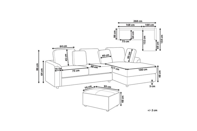 4-sitssoffa Beliani Kohlo Beige/svart, Högervänd Taupe Right-faced - Beige - Møbler - Sofaer - Sofagrupper