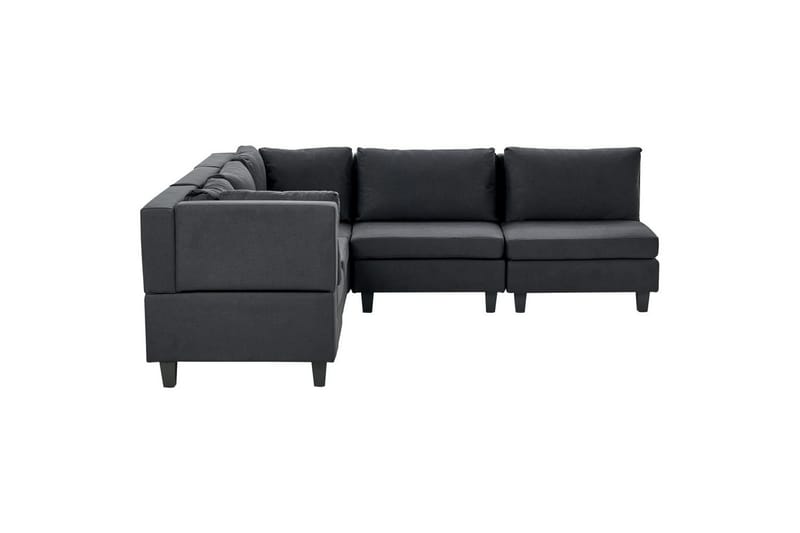 5-sits Hörnsoffa Beliani Unstad Beige/svart, Högervänd, Polyester Black - Møbler - Sofaer - Modulsofaer - Komplett modulsofa