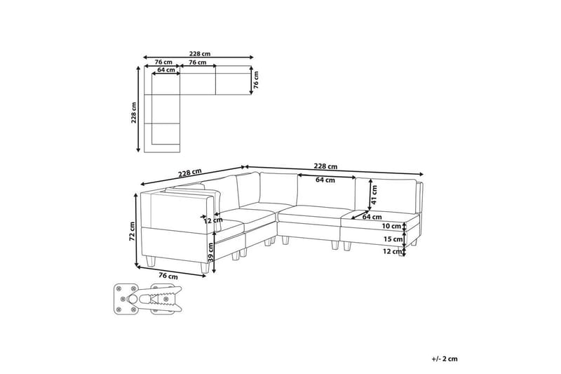 5-sits Hörnsoffa Beliani Unstad Beige/svart, Högervänd, Polyester Beige, Black - Møbler - Sofaer - Modulsofaer - Komplett modulsofa