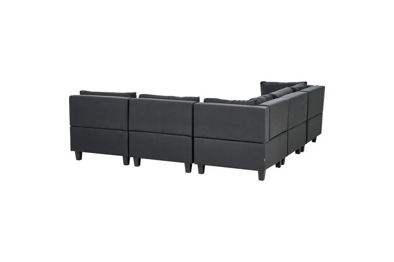 5-sits Hörnsoffa Beliani Unstad Beige/svart, Högervänd, Polyester Black - Møbler - Sofaer - Modulsofaer - Komplett modulsofa