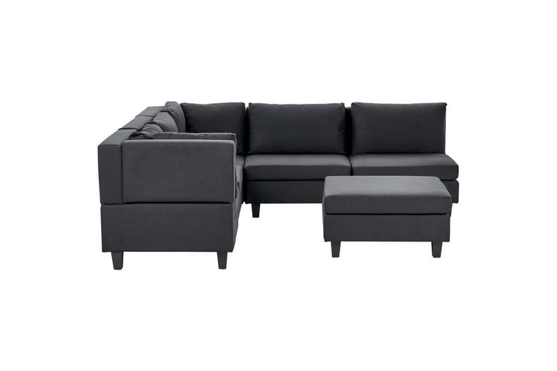 5-sits Hörnsoffa med fotpall Beliani Unstad Beige/svart, Högervänd, Polyester Black - Møbler - Sofaer - Modulsofaer - Komplett modulsofa