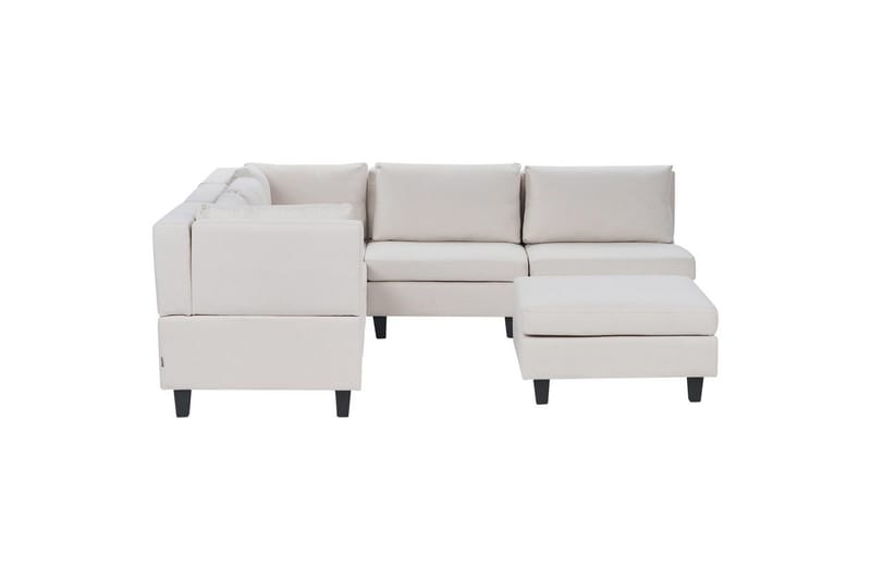 5-sits Hörnsoffa med fotpall Beliani Unstad Beige/svart, Högervänd, Polyester Beige, Black - Møbler - Sofaer - Modulsofaer - Komplett modulsofa