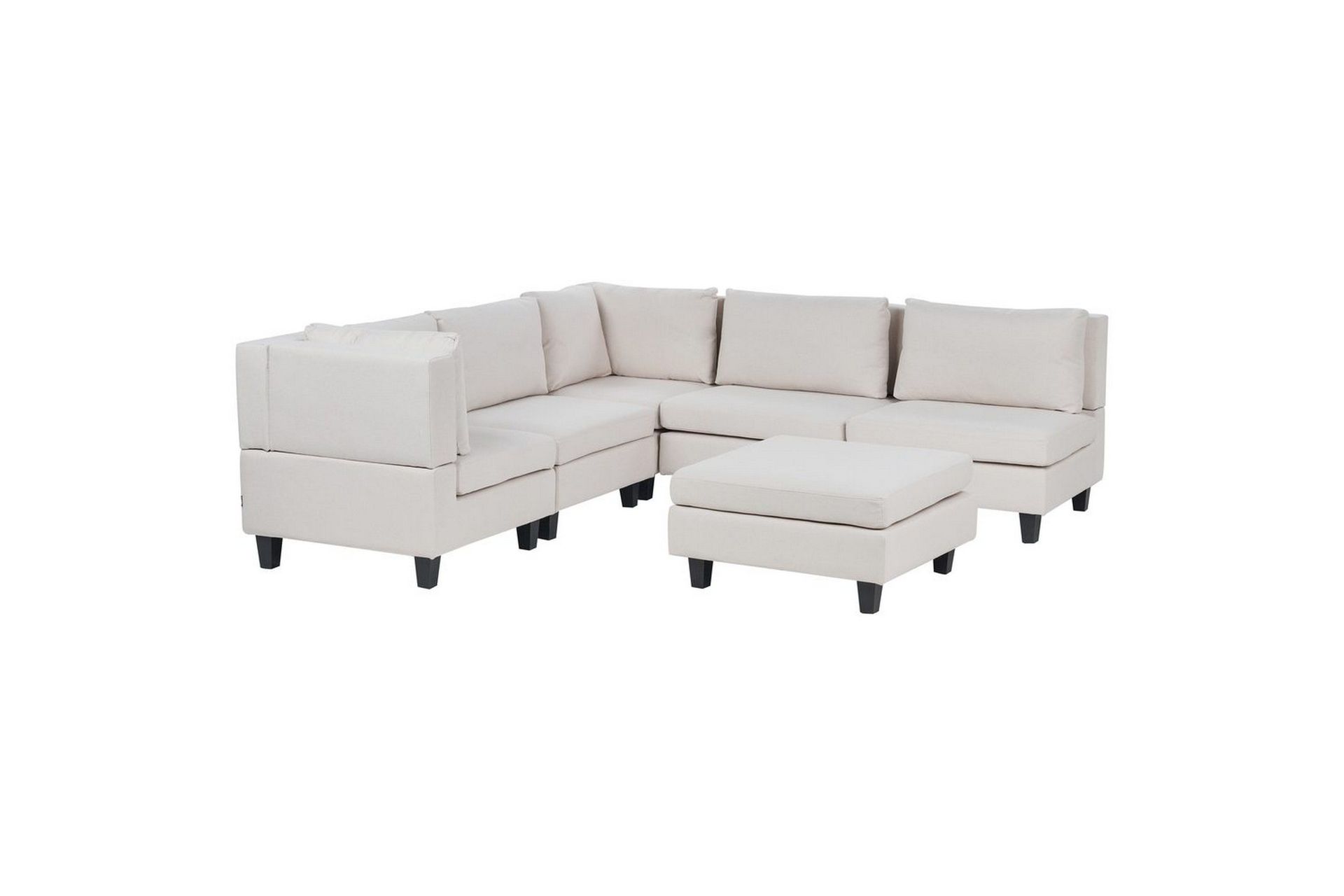 5-sits Hörnsoffa med fotpall Beliani Unstad Beige/svart, Högervänd, Polyester Beige, Black -