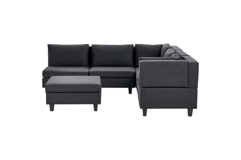 5-sits Hörnsoffa med fotpall Beliani Unstad Blå/Svart, Vänstervänd, Polyester Black - Møbler - Sofaer - Modulsofaer - Komplett modulsofa