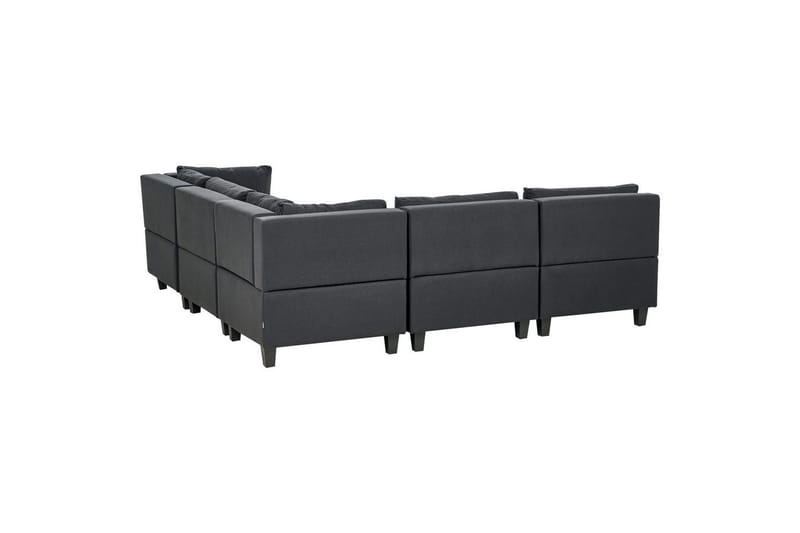 5-sits Hörnsoffa med fotpall Beliani Unstad Blå/Svart, Vänstervänd, Polyester Black - Møbler - Sofaer - Modulsofaer - Komplett modulsofa