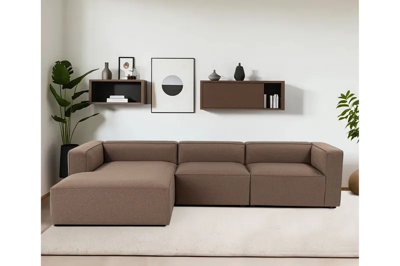 Abbas 4-seters Sofa med Divan - Brun - Møbler - Sofaer - Sofa med sjeselong