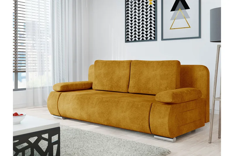 Adelma Sofa 3-seter - Gul - Møbler - Sofaer - Fløyel sofaer