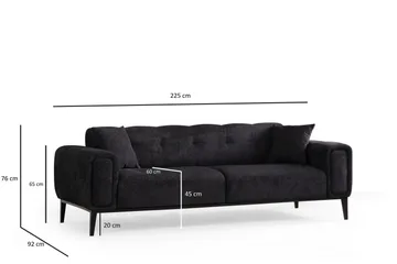 Adelphe 4-seters Sovesofa - Svart - Møbler - Sofaer - Sovesofaer