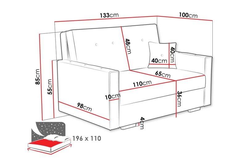 Ajiz Sovesofa 2-seter i Bouclé - Hvit - Møbler - Sofaer - Sovesofaer