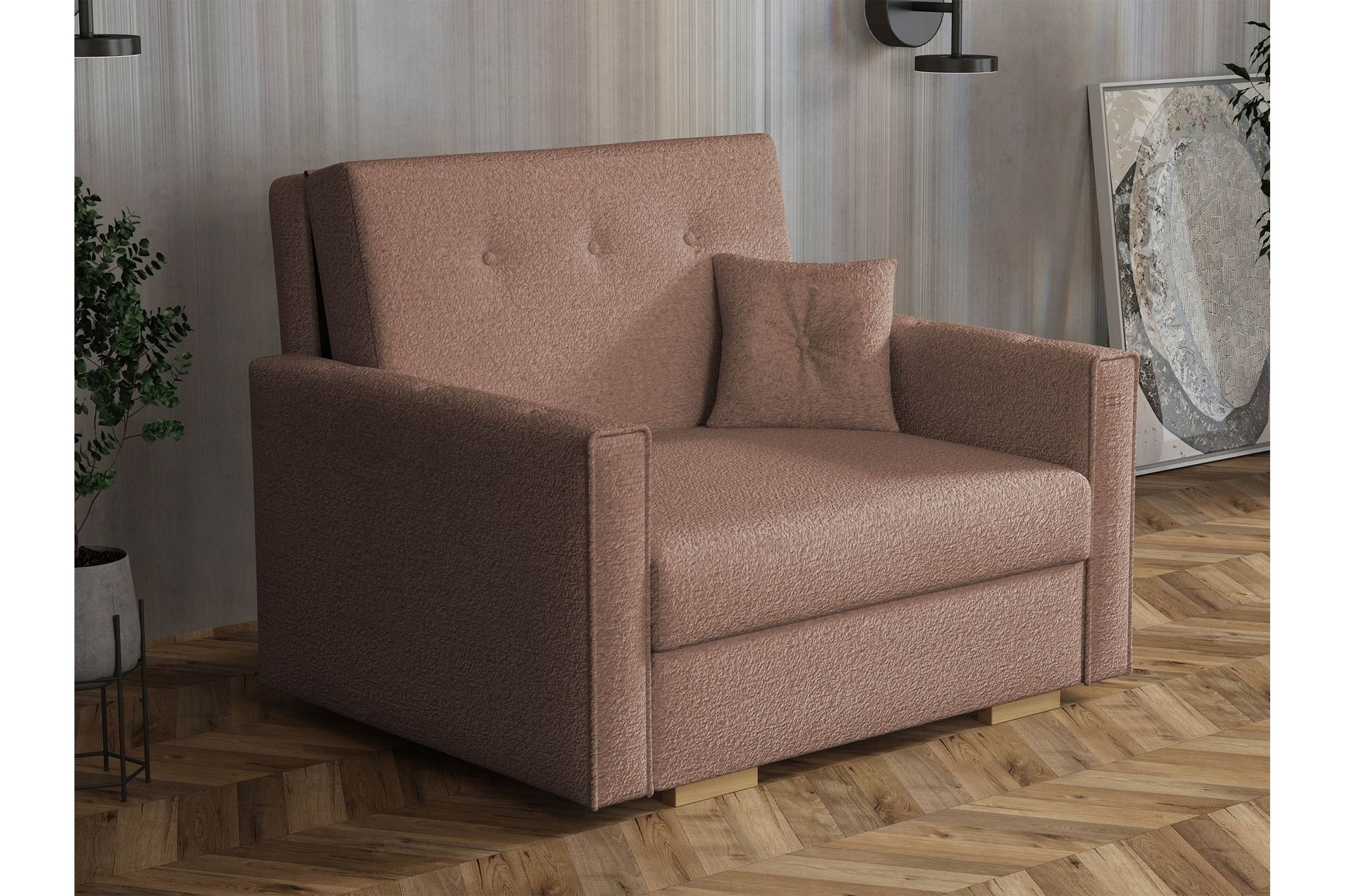 Ajiz Sovesofa 2-seter i Bouclé - Rosa - Møbler - Sofaer - Sovesofaer