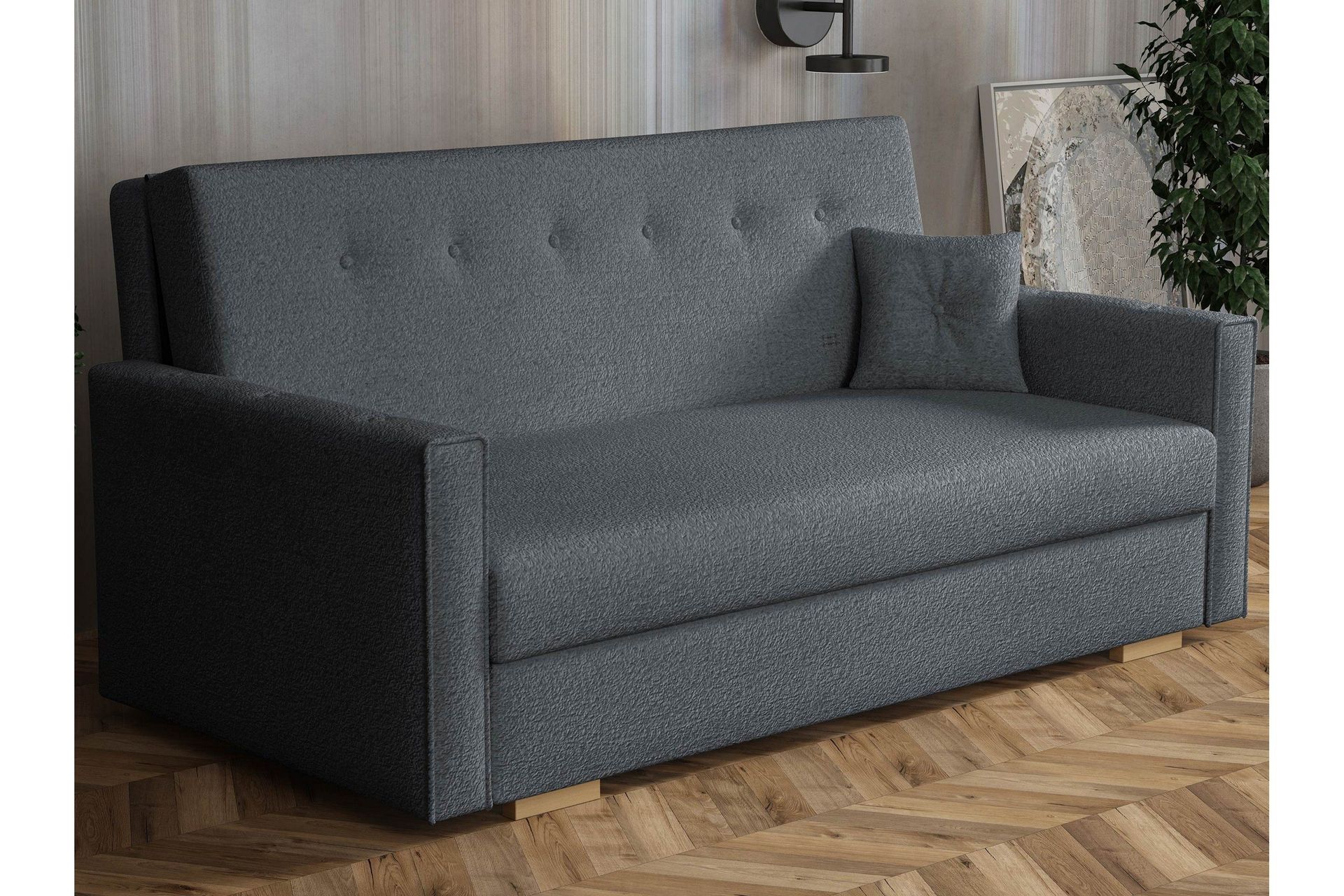Ajiz Sovesofa 3-seter i Bouclé Grå - Møbler - Trademax
