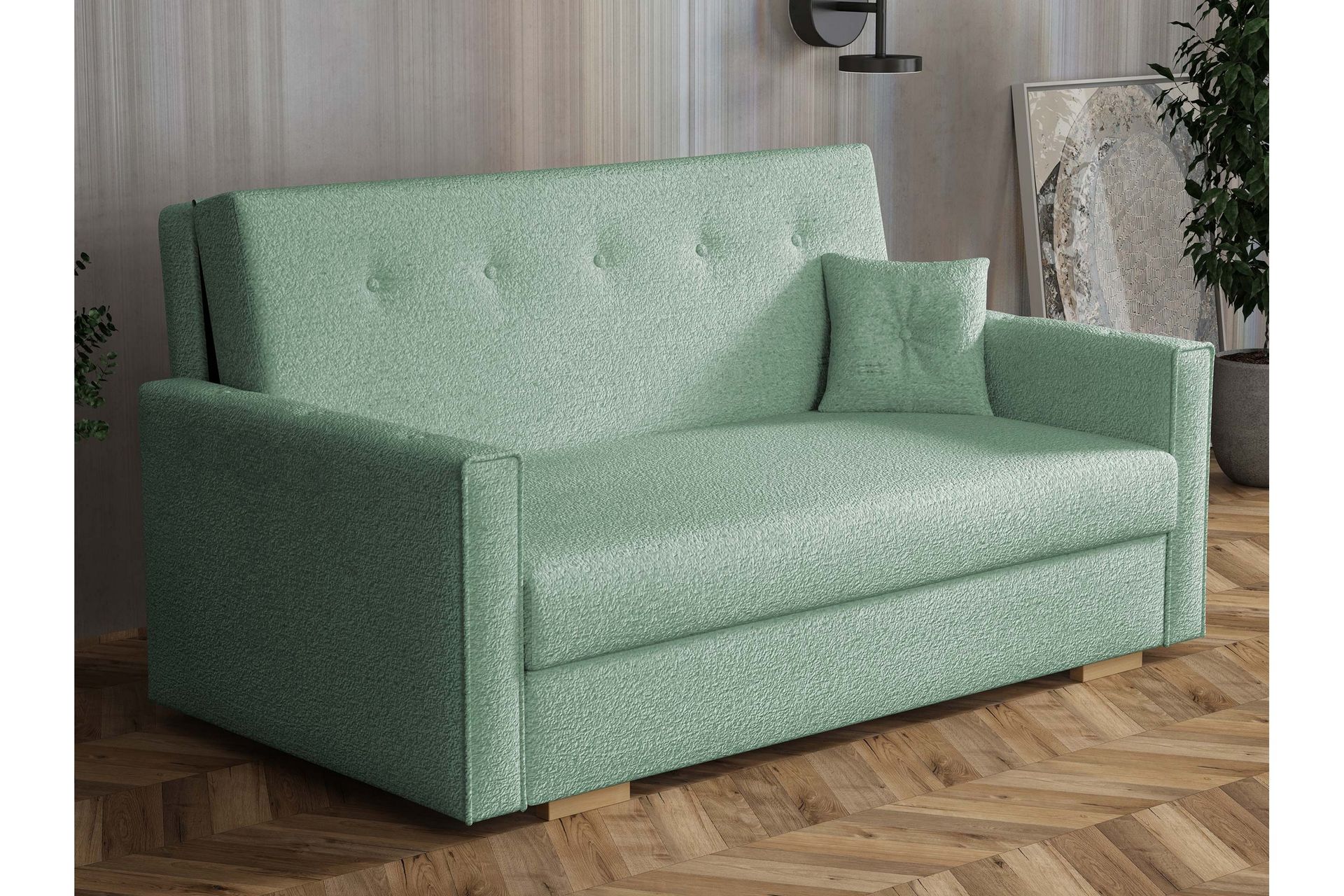 Ajiz Sovesofa 3-seter i Bouclé - Grønn - Møbler - Sofaer - Sovesofaer