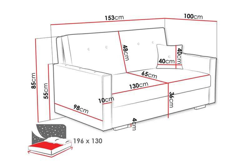 Ajiz Sovesofa 3-seter i Bouclé - Rosa - Møbler - Sofaer - Sovesofaer
