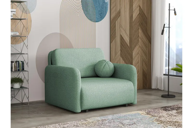 Ajmeri 2-seter Sovesofa 80x196 cm med Oppbevaring i Bouclé, Grønn