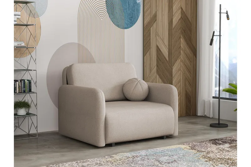 Ajmeri Sovesofa 2-seter i Plysj - Beige - Møbler - Sofaer - Sovesofaer