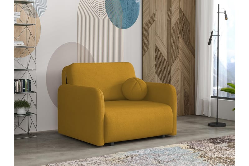 Ajmeri Sovesofa 2-seter i Plysj - Gul - Møbler - Sofaer - Sovesofaer
