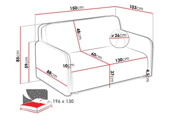Ajmeri Sovesofa 3-seter i Bouclé - Hvit - Møbler - Sofaer - Sovesofaer