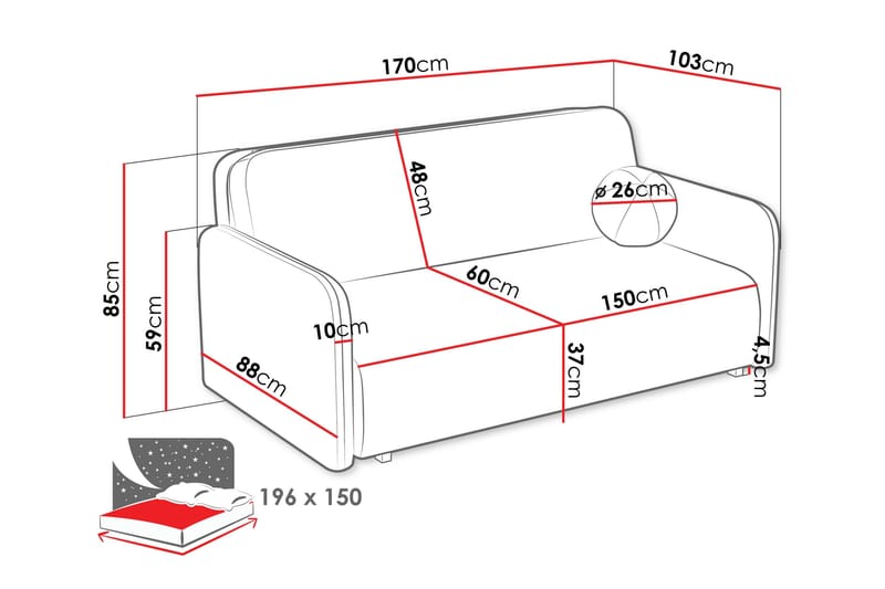 Ajmeri Sovesofa 3-seter i Bouclé - Hvit - Møbler - Sofaer - Sovesofaer