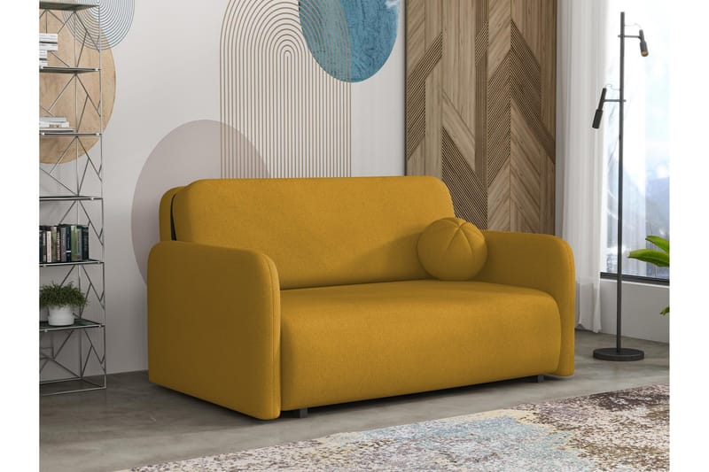 Ajmeri Sovesofa 3-seter i Plysj - Gul - Møbler - Sofaer - Sovesofaer