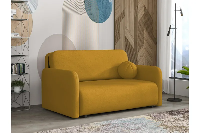 Ajmeri Sovesofa 3-seter i Plysj - Gul - Møbler - Sofaer - Sovesofaer