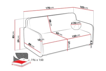 Ajmeri Sovesofa 3-seter i Plysj - Beige - Møbler - Sofaer - Sovesofaer