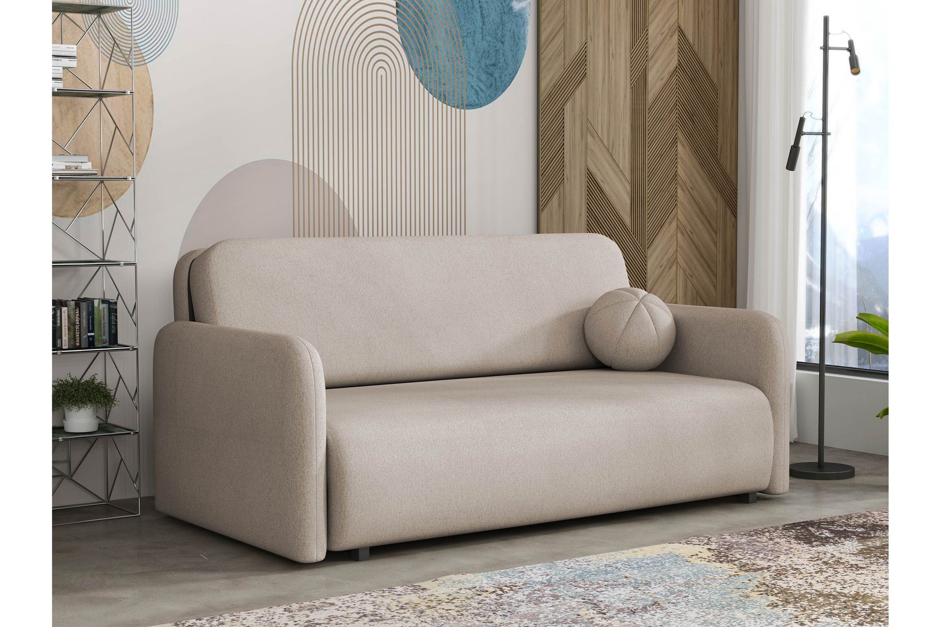 Ajmeri Sovesofa 3-seter i Plysj - Beige - Møbler - Sofaer - Sovesofaer