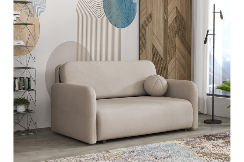 Ajmeri Sovesofa 3-seter i Plysj - Beige - Møbler - Sofaer - Sovesofaer