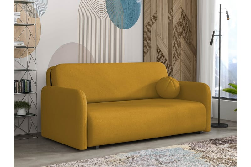 Ajmeri Sovesofa 3-seter i Plysj - Gul - Møbler - Sofaer - Sovesofaer