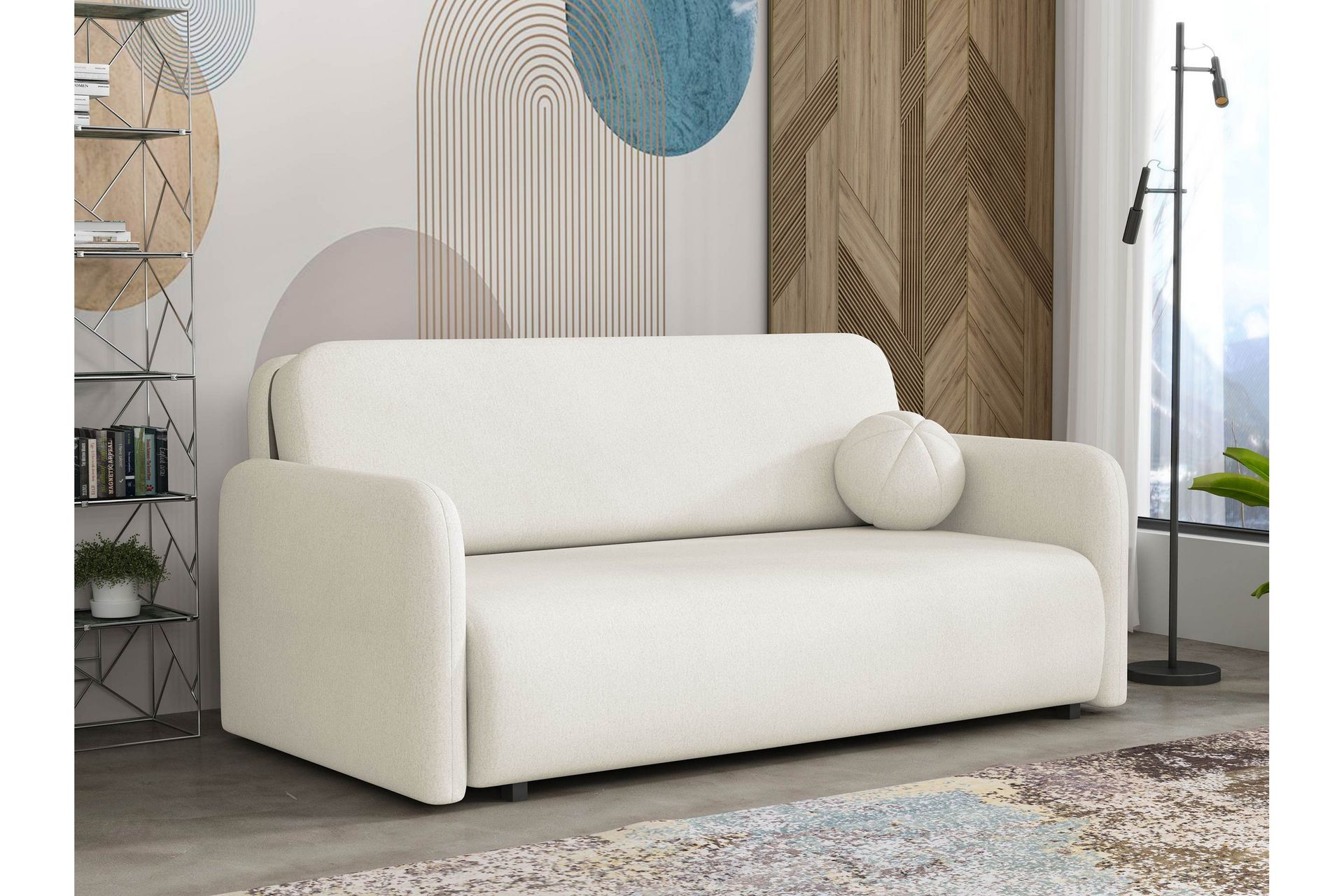 Ajmeri Sovesofa 3-seter i Plysj - Beige - Møbler - Sofaer - Sovesofaer