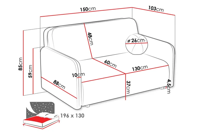 Ajmeri Sovesofa 3-seter - Oransje - Møbler - Sofaer - Sovesofaer