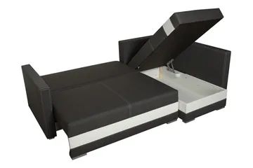 Alba 4-seters Venstrevendt L-formet Sovesofa 143x200 cm med Oppbevaring i Stoff - Grå - Møbler - Sofaer - Sovesofaer