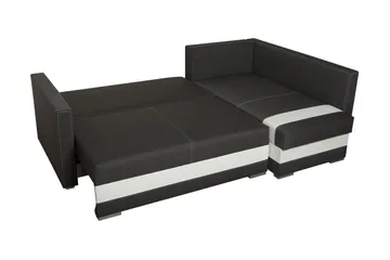 Alba 4-seters Venstrevendt L-formet Sovesofa 143x200 cm med Oppbevaring i Stoff - Grå - Møbler - Sofaer - Sovesofaer