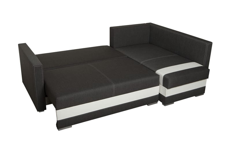 Alba 4-seters Venstrevendt L-formet Sovesofa 143x200 cm med Oppbevaring i Stoff - Grå - Møbler - Sofaer - Sovesofaer