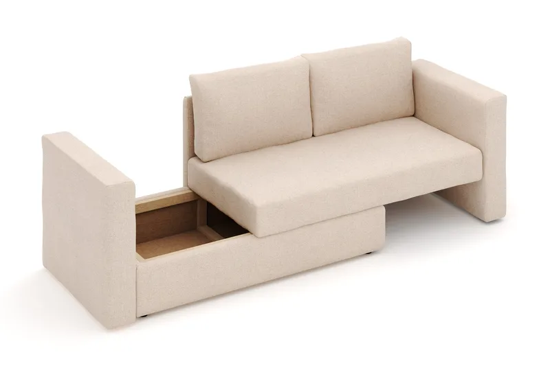 Alnaryd 2-3seters Sovesofa med Nedfellbar Armlene - Beige - Møbler - Sofaer - Sovesofaer