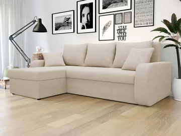 Alvared 3-seter Venstrevendt L-formet Sofa med Sjeselong med Oppbevaring i Bouclé - Beige - Møbler - Sofaer - Sofa med sjeselong