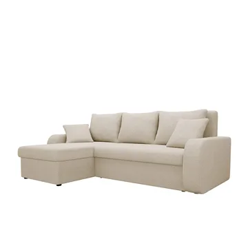 Alvared 3-seter Venstrevendt L-formet Sofa med Sjeselong med Oppbevaring i Bouclé - Beige - Møbler - Sofaer - Sofa med sjeselong
