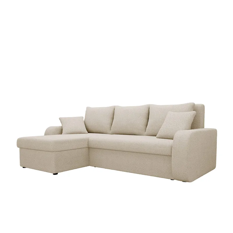 Alvared 3-seter Venstrevendt L-formet Sofa med Sjeselong med Oppbevaring i Bouclé - Beige - Møbler - Sofaer - Sofa med sjeselong