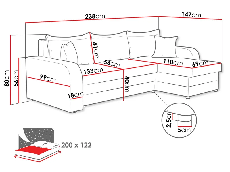 Alvared 3-seters Divansofa - Møbler - Sofaer - Hjørnesofa