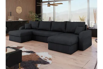 Alvared Sofa Dobbeldivan 4-seter - Svart - Møbler - Sofaer - Sovesofaer