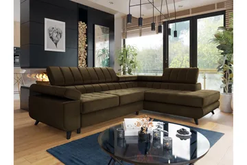 Amshyttan Sofa med Sjeselong 3-seter - Brun - Møbler - Sofaer - Sofa med sjeselong - 3 seters sofa med divan