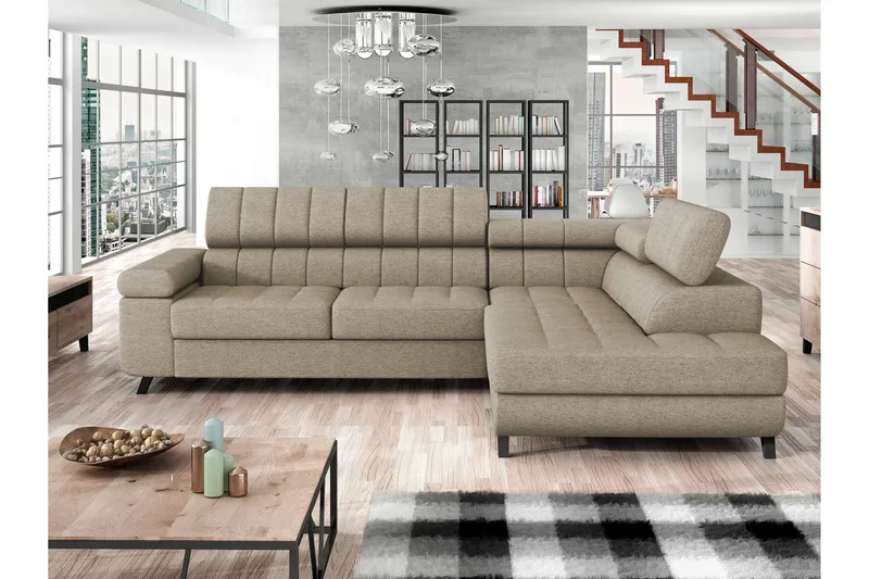 Amshyttan Sovesofa Med Sjeselong 3-Seter - Beige - Møbler - Sofaer - Sovesofaer