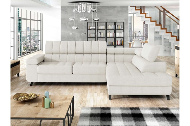 Amshyttan Sovesofa Med Sjeselong 3-Seter - Hvit - Møbler - Sofaer - Sovesofaer