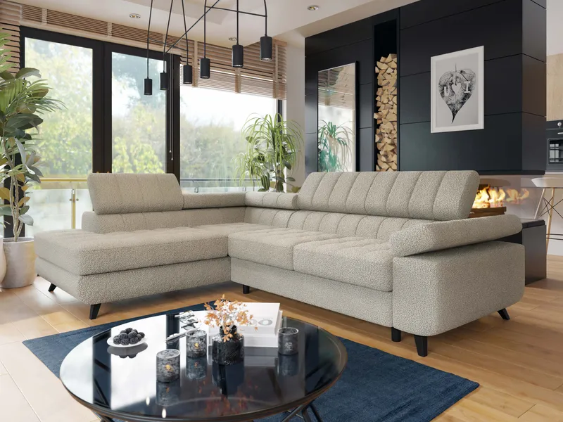 Amshyttan Sovesofa med sjeselong 4-seter, Beige