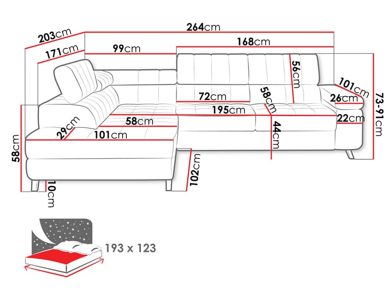 Amshyttan Sovesofa med sjeselong 4-seter - Beige - Møbler - Sofaer - Sovesofaer