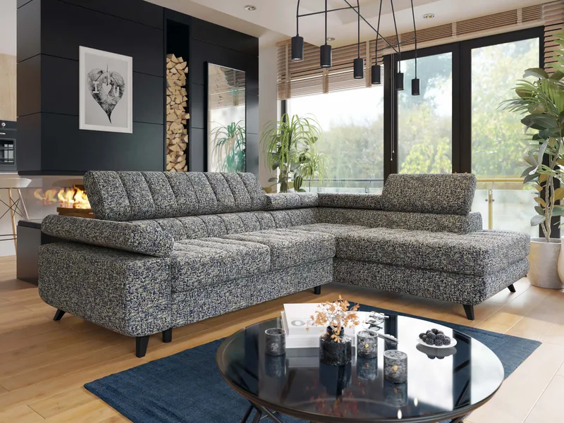 Amshyttan Sovesofa med sjeselong 4-seter - Blå - Møbler - Sofaer - Sovesofaer