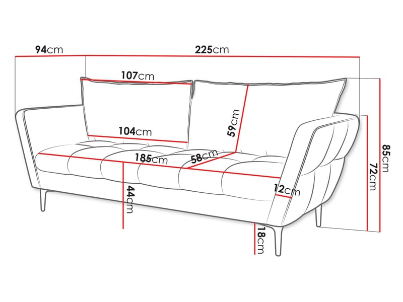 Ancienne 3-seters sofa - lys grå - Møbler - Sofaer - 2 seter sofa