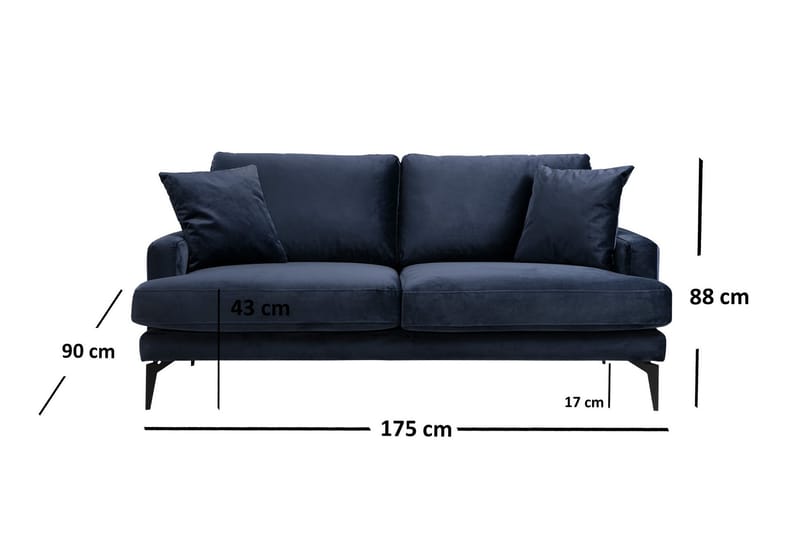 Andary 2-Seter Sofa - Blå - 2 seter sofa