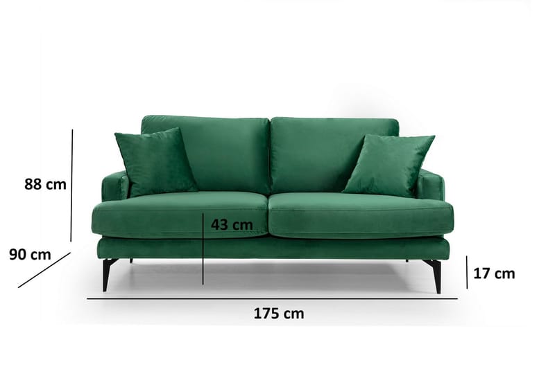 Andary 2-seters Sofa - Grønn/Svart - 2 seter sofa