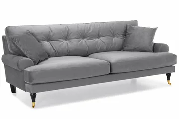 Andrew 3-seters Fløyelssofa - Lys grå - Møbler - Sofaer - Fløyel sofaer