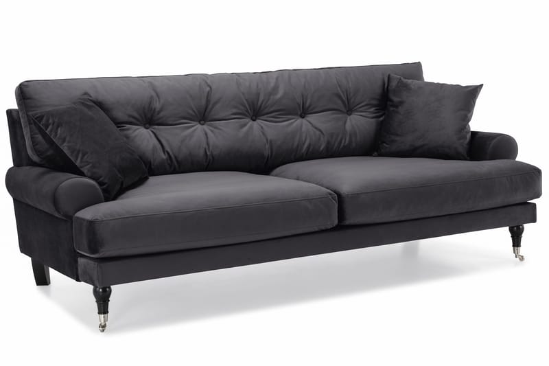Andrew 3-seters Fløyelssofa - Mørk grå - Møbler - Sofaer - Fløyel sofaer